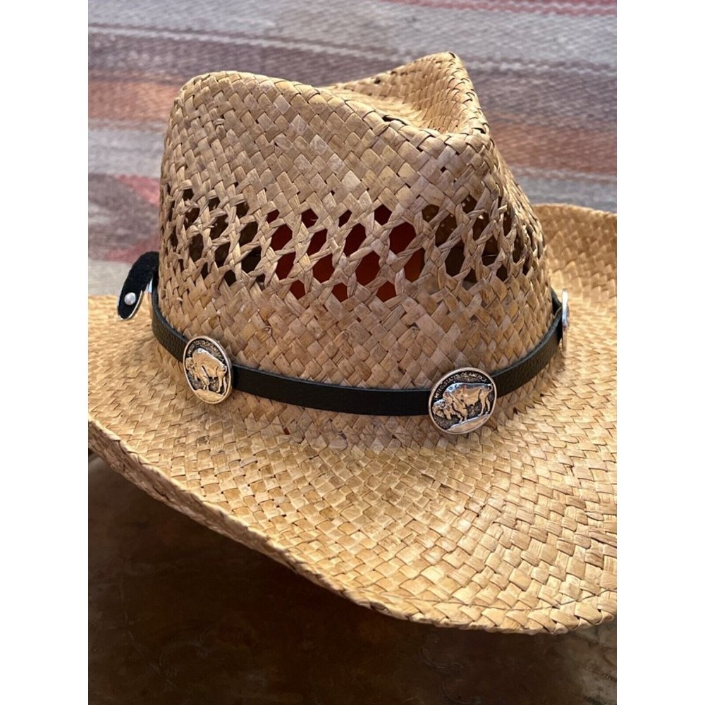 BUFFALO NICKEL  CONCHO SILVER HAIR WESTERN HAT BAND SOUTHWEST MENS WOMENS